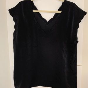 Express satin scalloped t-shirt blouse